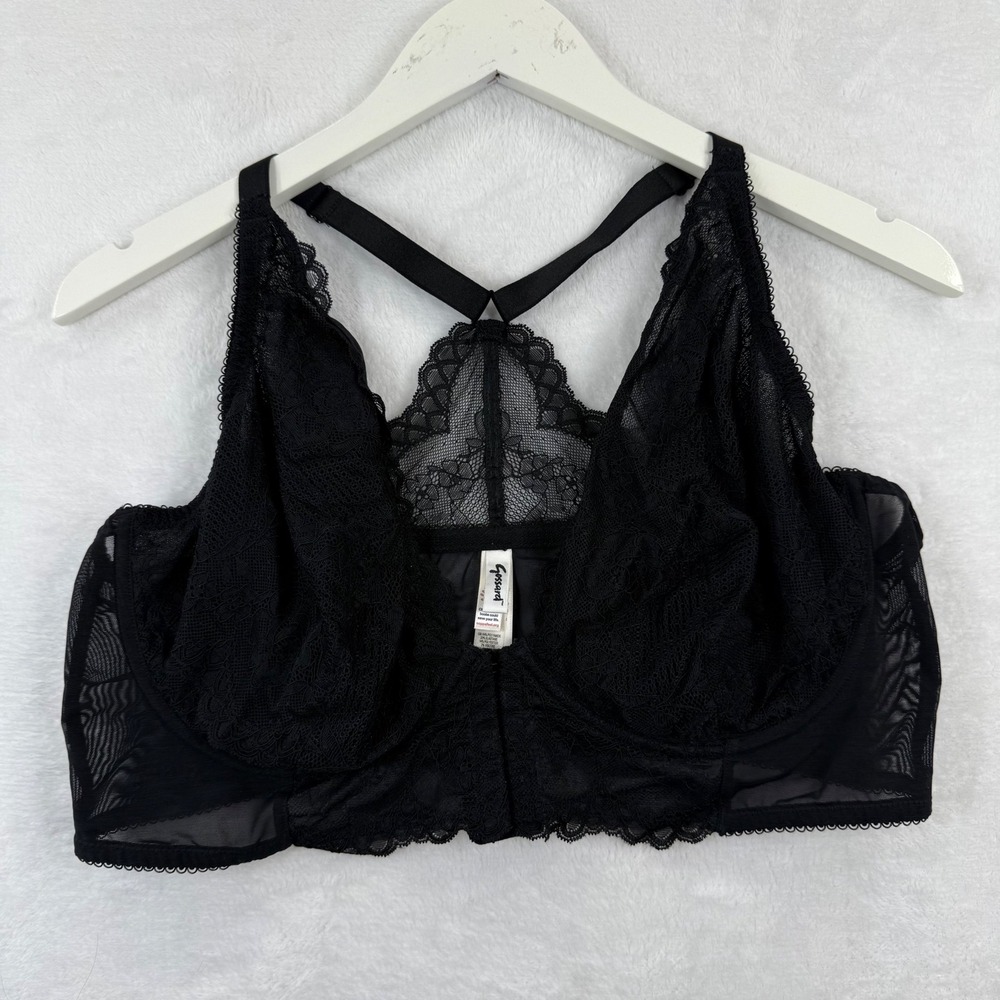 Gossard Black Lace‎ Racerback Front Close Longline Bra 7718 Womens 42DD/E